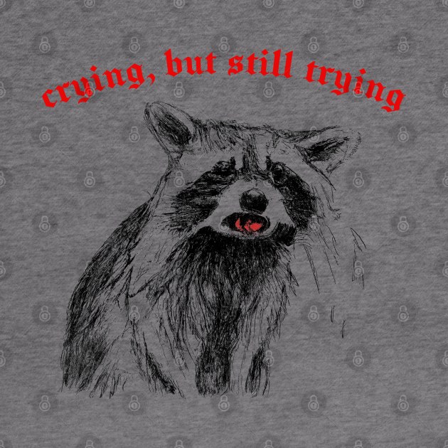 Crying, But Still Trying  -- Raccoon Lover Design by DankFutura
